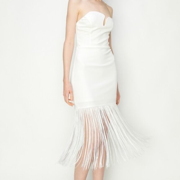 NWT White Strapless Fringe Bodycon Dress @The King Kouture Boutique - Picture 5 of 10